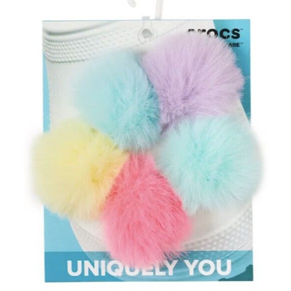 Croc Jibbitz Charm Pack Bright Color Puff Ball 5 pack Item 10009279 New - Picture 6 of 6